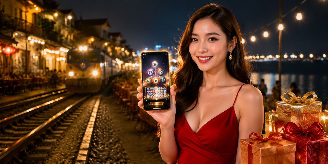 Người chơi xổ số trên bãi biển ở Hà Nội với tấm vé và bảng kết quả